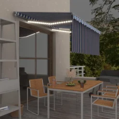 Käsin sisäänkelattava markiisi verhot/LED 3,5x2,5 m kerma