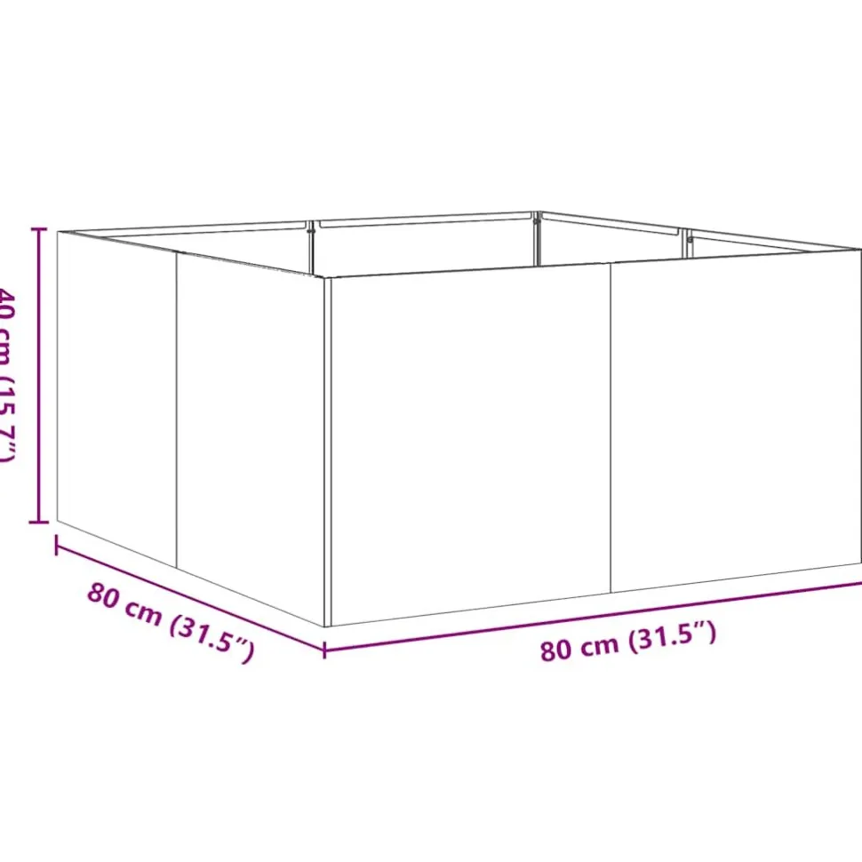 Kukkalaatikko antrasiitti 80x80x40 cm kylmävalssattu teräs (60740)