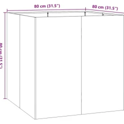 Kukkalaatikko antrasiitti 80x80x80 cm teräs (60782)
