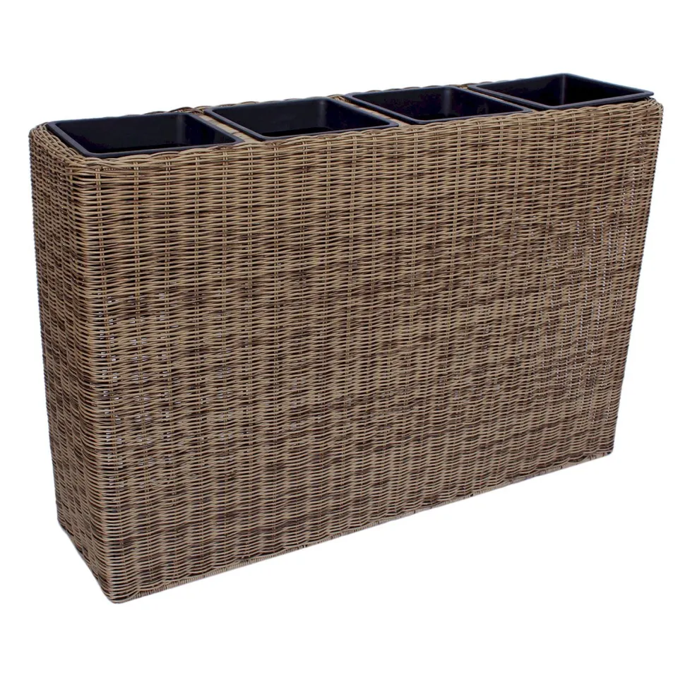 Kukkalaatikko Home4You Wicker, 89x24x60cm, vaaleanruskea