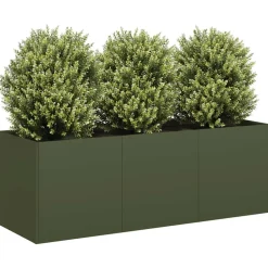 Kukkalaatikko oliivinvihreä 120x40x40 cm kylmävalssattu teräs (60678)