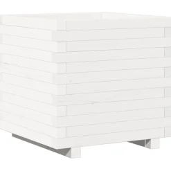 Kukkalaatikko puutarhaan valkoinen 50x50x49,5 cm täysi mänty (47354)