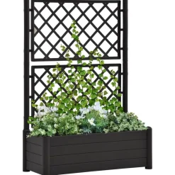 Kukkalaatikko säleiköllä 100x43x142 cm pp antrasiitti