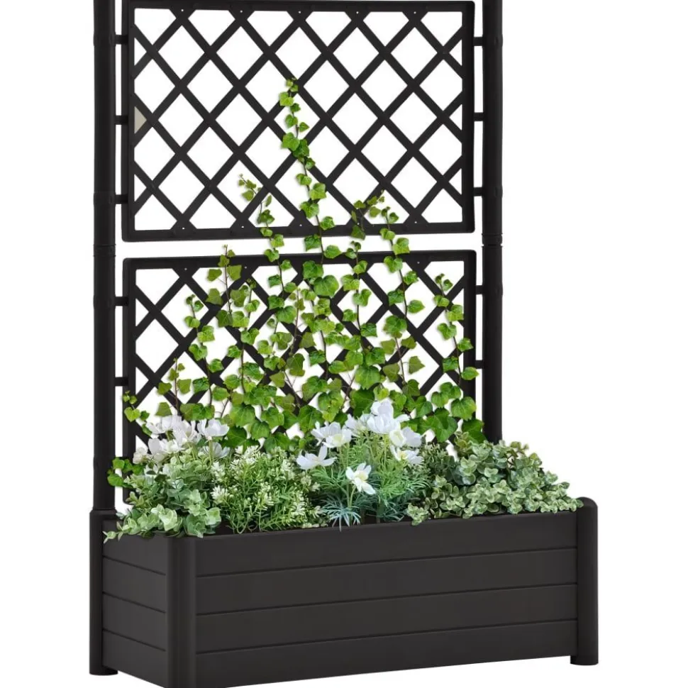 Kukkalaatikko säleiköllä 100x43x142 cm pp antrasiitti
