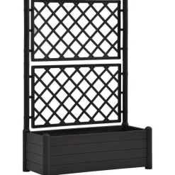 Kukkalaatikko säleiköllä 100x43x142 cm pp antrasiitti
