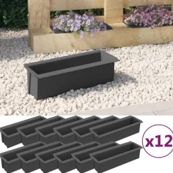 Kukkalaatikot eurolavoille 12 kpl harmaa 36x13,5x9,5 cm PP (18302)