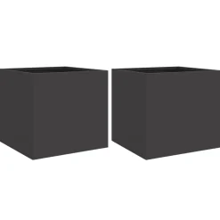 Kukkalaatikot 2 kpl musta 32x30x29 cm teräs (41536)