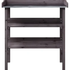 Kukkapöytä hyllyillä harmaa 78x38x82,5 cm, kuusi
