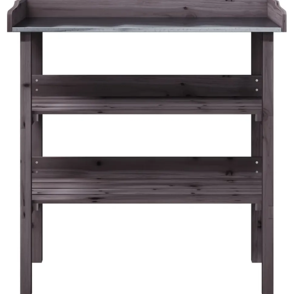 Kukkapöytä hyllyillä harmaa 78x38x82,5 cm, kuusi