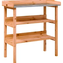 Kukkapöytä hyllyillä ruskea 78x38x82,5 cm täysi kuusi (56353)