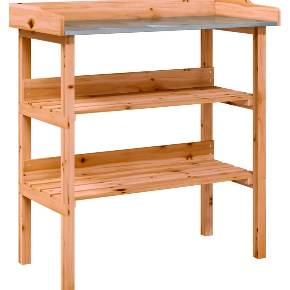 Kukkapöytä hyllyillä ruskea 78x38x82,5 cm täysi kuusi (56353)