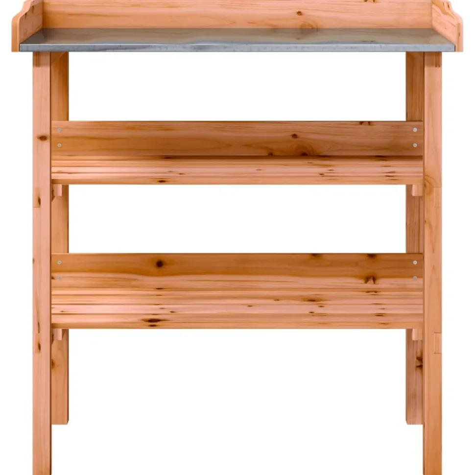 Kukkapöytä hyllyillä ruskea 78x38x82,5 cm täysi kuusi (56353)