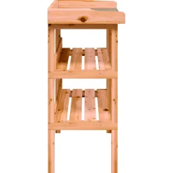 Kukkapöytä hyllyillä ruskea 78x38x82,5 cm täysi kuusi (56353)