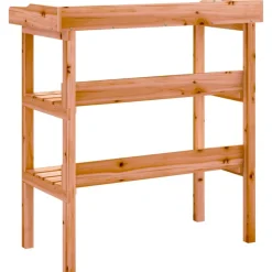 Kukkapöytä hyllyillä ruskea 78x38x82,5 cm täysi kuusi (56353)