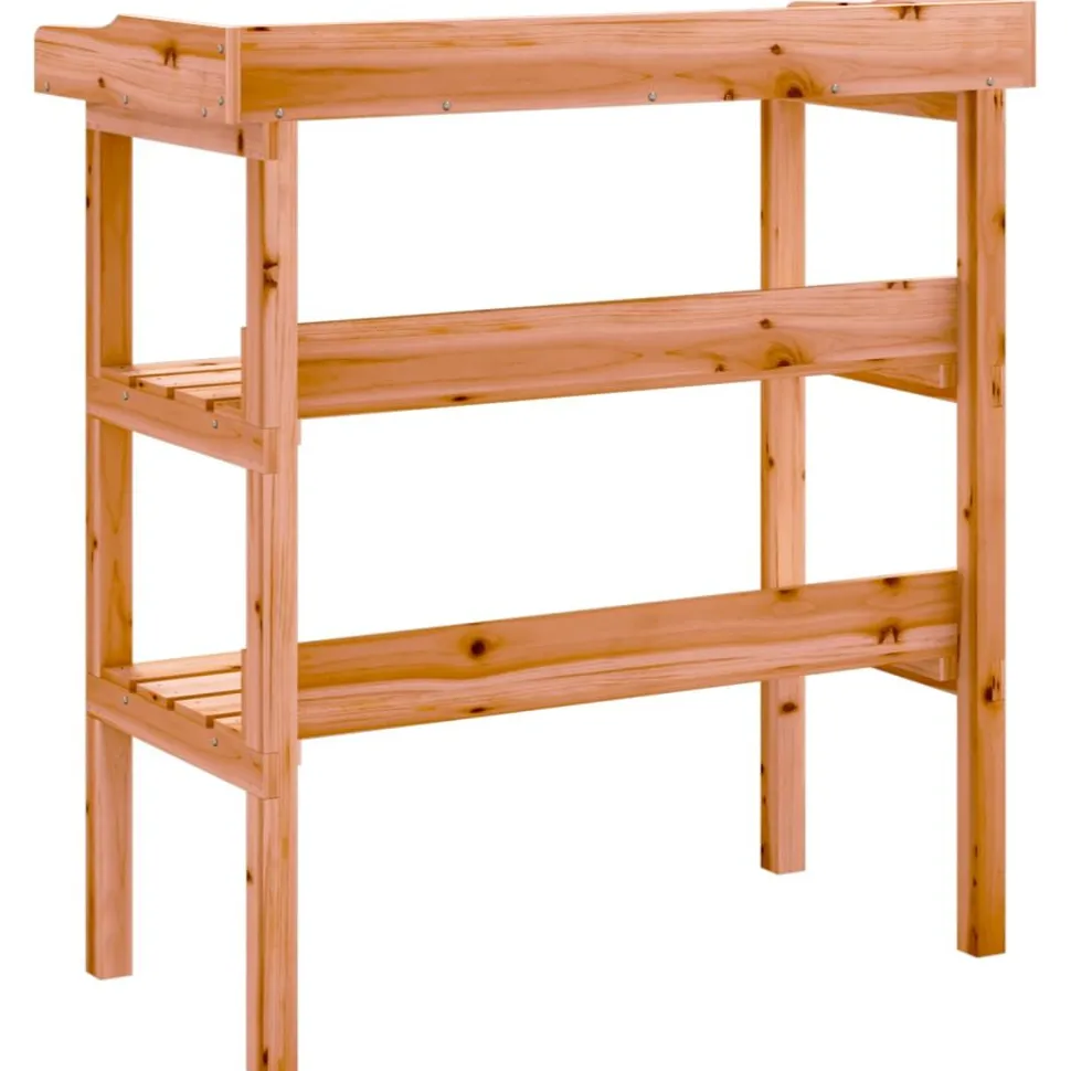 Kukkapöytä hyllyillä ruskea 78x38x82,5 cm täysi kuusi (56353)