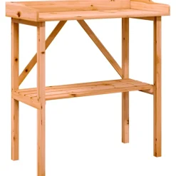 Kukkapöytä hyllyllä ruskea 78x38x82,5 cm täysi kuusi (56350)