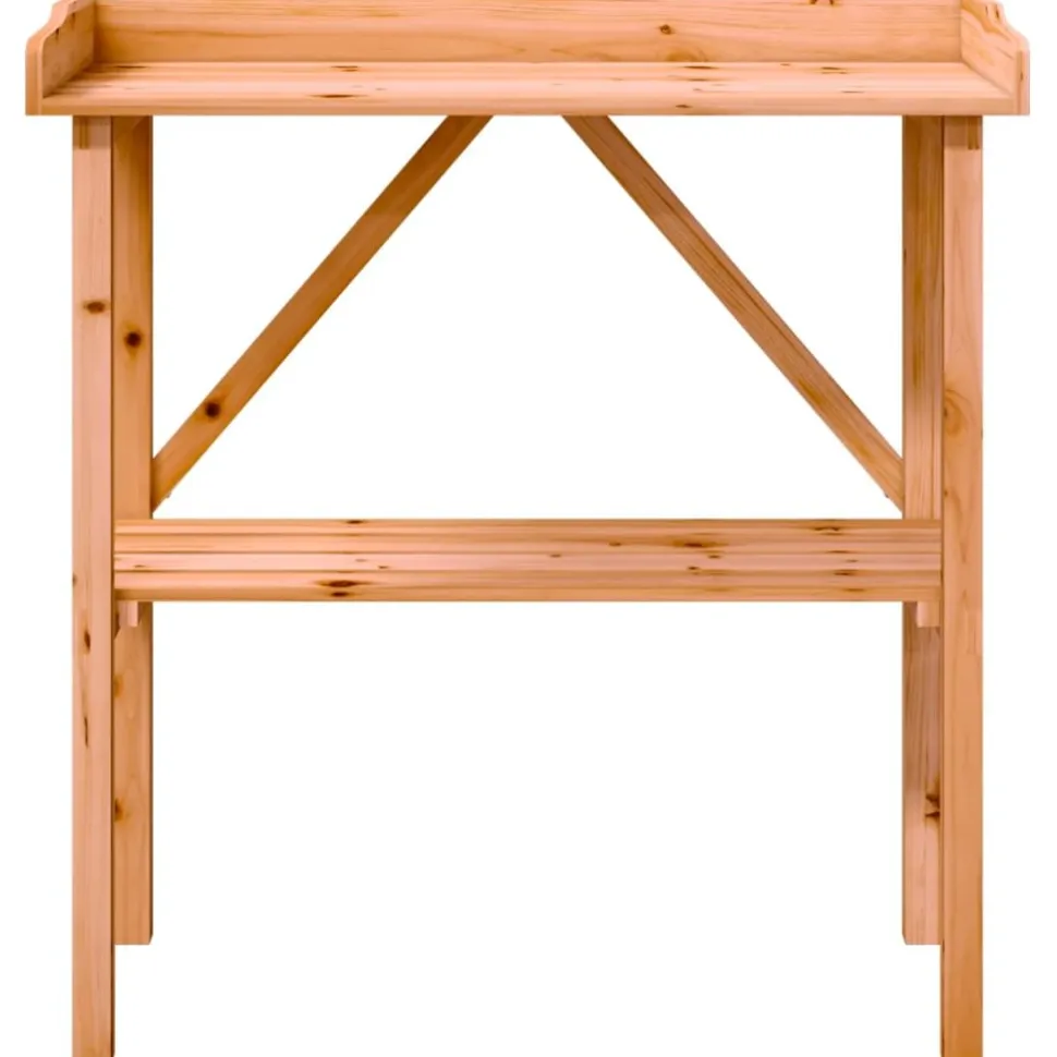 Kukkapöytä hyllyllä ruskea 78x38x82,5 cm täysi kuusi (56350)