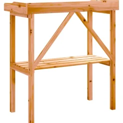 Kukkapöytä hyllyllä ruskea 78x38x82,5 cm täysi kuusi (56350)