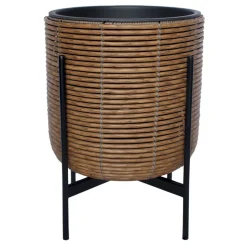 Kukkaruukku Home4You Wicker jalustalla 38x38x49cm, ruskea