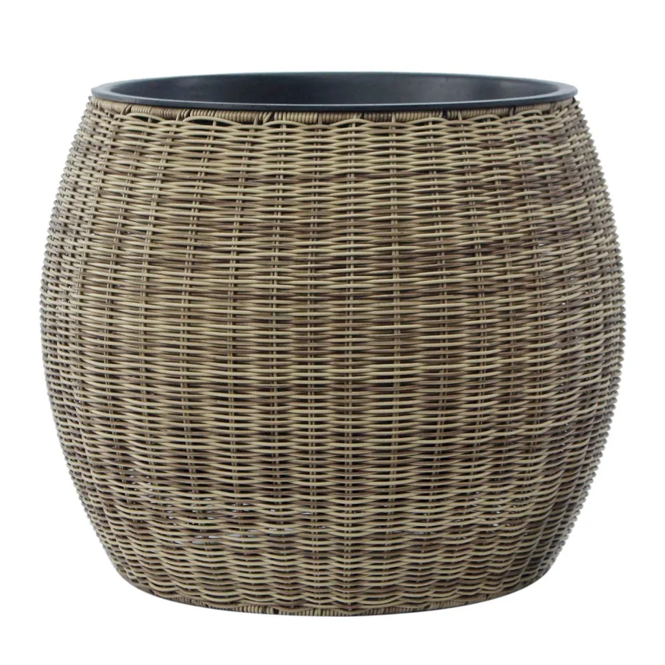 Kukkaruukku Home4You Wicker ø48x40cm, vaaleanruskea