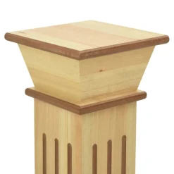 Kukkateline klassinen pilari neliö vaalea puu 17x17x66 cm MDF