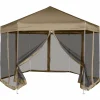 Kuusikulmainen pop-up katos sivuseinillä 3,6x3,1m 220g/m² taupe