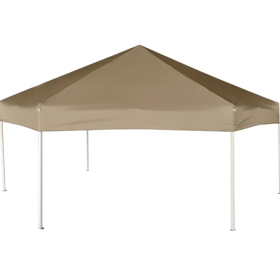 Kuusikulmainen pop-up katos sivuseinillä 3,6x3,1m 220g/m² taupe