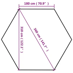 Kuusikulmainen pop-up katos sivuseinillä 3,6x3,1m 220g/m² taupe