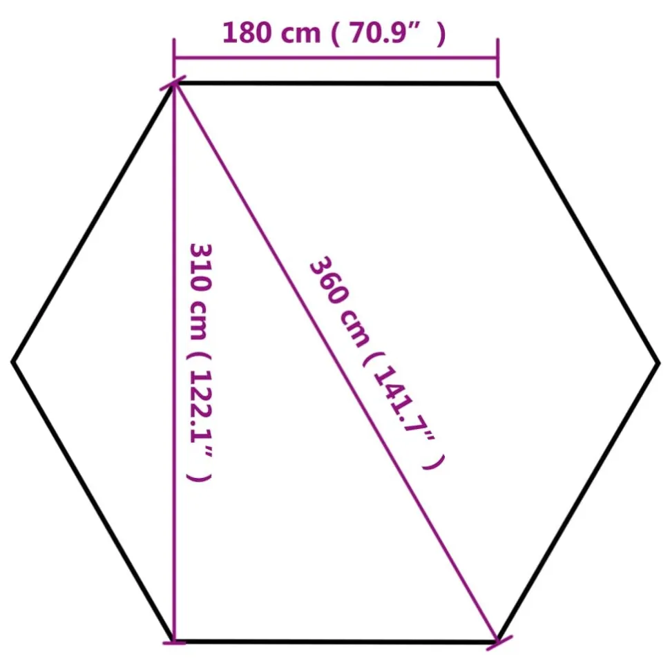 Kuusikulmainen pop-up katos sivuseinillä 3,6x3,1m 220g/m² taupe