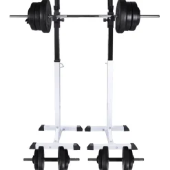 Kyykkyteline levytanko- ja käsipainosarjalla, 60.5kg