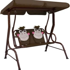Lasten keinupenkki ruskea 115x75x110 cm kangas