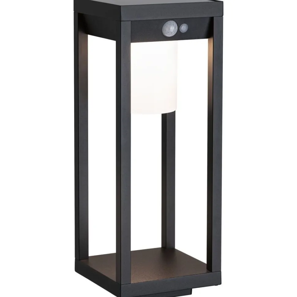 LED-aurinkokennovalaisin Paulmann Marisol, IP44, 3000K, liiketunnistin, musta