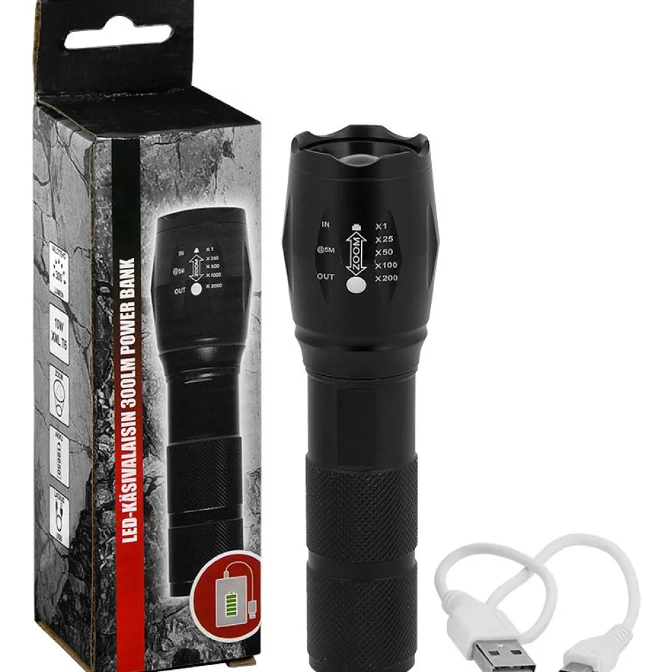 LED-käsivalaisin ProMaster Power Bank 300 lm ladattava