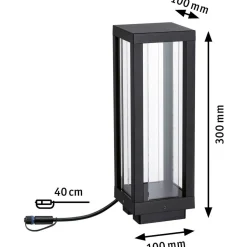 LED-lyhty Paulmann Plug & Shine Classic, 30cm, Smart Home Zigbee 3.0, IP44, RGBW, antrasiitti