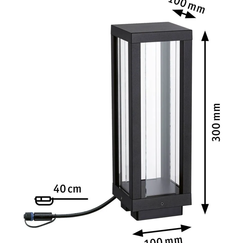 LED-lyhty Paulmann Plug & Shine Classic, 30cm, Smart Home Zigbee 3.0, IP44, RGBW, antrasiitti