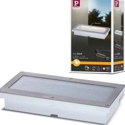 LED-maavalaisin aurinkokennolla Paulmann Aron, IP67, 3000K, liiketunnistin, valkoinen