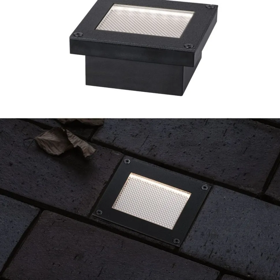 LED-maavalaisin aurinkokennolla Paulmann Domenic, 8x8cm, IP67, 3000K, musta