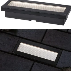 LED-maavalaisin aurinkokennolla Paulmann Domenic, 8x20cm, IP67, 3000K, musta