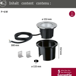 LED-maavalaisin Paulmann Durea, IP67, 15.3cm, 3000K, 75°, rst