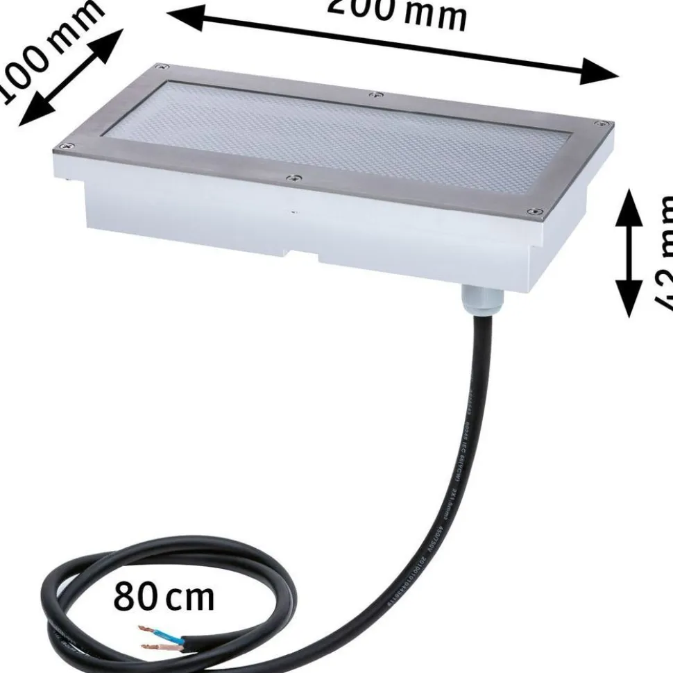 LED-terassivalaisin liiketunnistimella Paulmann Brick, IP67, 20x10cm, 3000K, alumiini