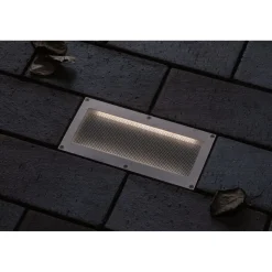 LED-terassivalaisin liiketunnistimella Paulmann Brick, IP67, 20x10cm, 3000K, alumiini