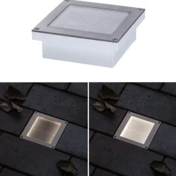 LED-terassivalaisin liiketunnistimella Paulmann Brick, IP67, 10x10cm, 3000K, alumiini