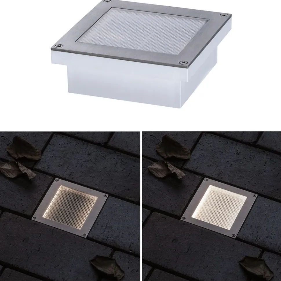 LED-terassivalaisin liiketunnistimella Paulmann Brick, IP67, 10x10cm, 3000K, alumiini