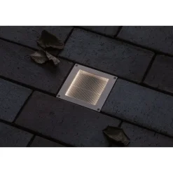 LED-terassivalaisin liiketunnistimella Paulmann Brick, IP67, 10x10cm, 3000K, alumiini