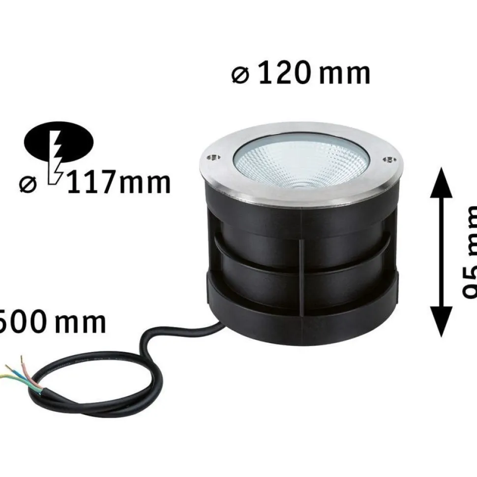 LED-terassivalaisin Paulmann Floor, IP67, 12cm, 3000K, rst