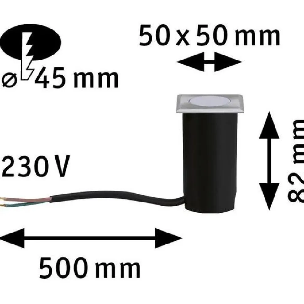 LED-terassivalaisin Paulmann House, IP67, 50x50mm, 3000K, 2W, 60lm, rst