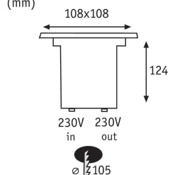 LED-terassivalaisin Paulmann, IP67, 10.8x10.8cm, 3000K, 3.5W, 230lm, rst