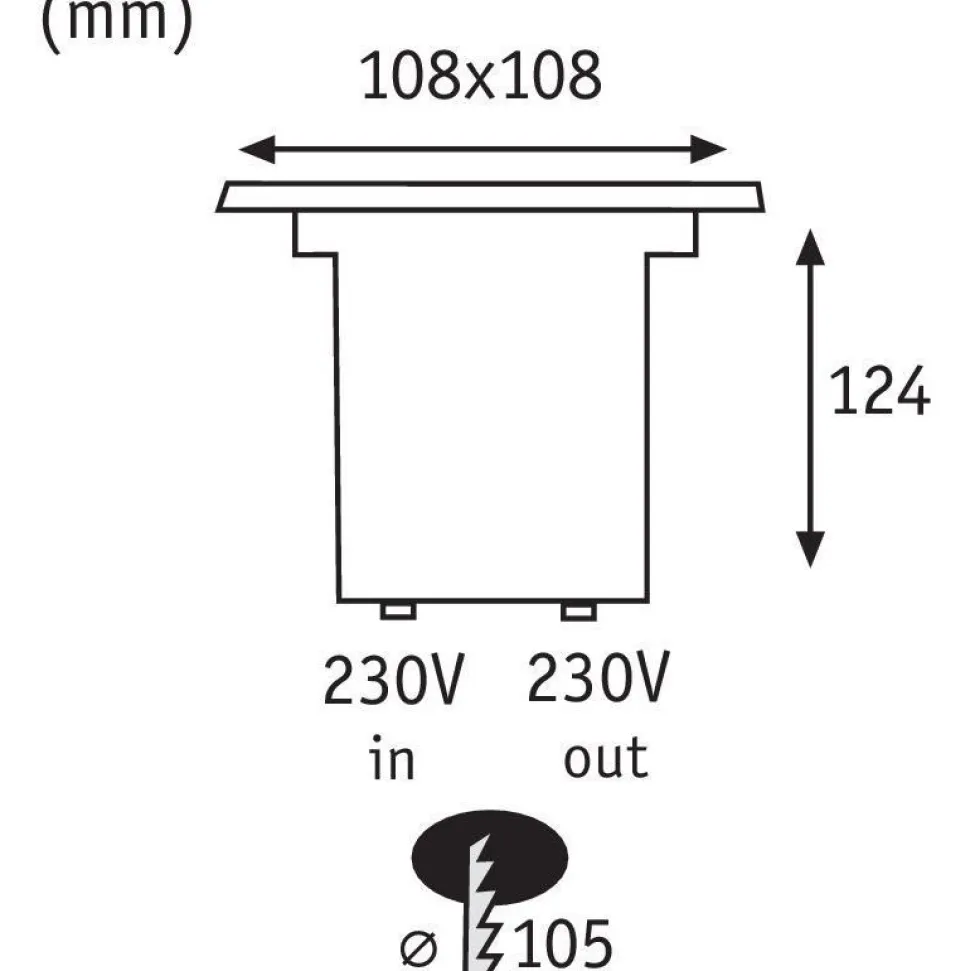 LED-terassivalaisin Paulmann, IP67, 10.8x10.8cm, 3000K, 3.5W, 230lm, rst