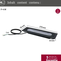 LED-terassivalaisin Paulmann Ito, IP67, 279x76mm, 3000K, antrasiitti