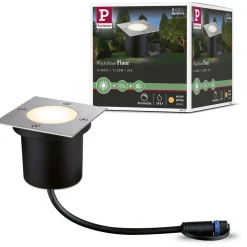 LED-terassivalaisin Paulmann Plug & Shine Floor, IP65, 3000K, 3.6W, ruostumaton teräs